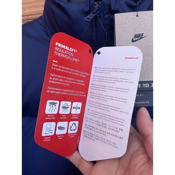 Nike Sportswear Club Primaloft Therma-FIT Puffer Jacket Navy Size M FB7368-410 - Picture 8 of 9